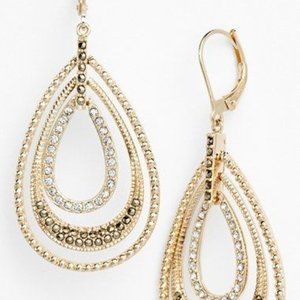 Judith Jack Orbital Triple Teardrop Hoop Earrings in Gold, Marcasite, Crystal